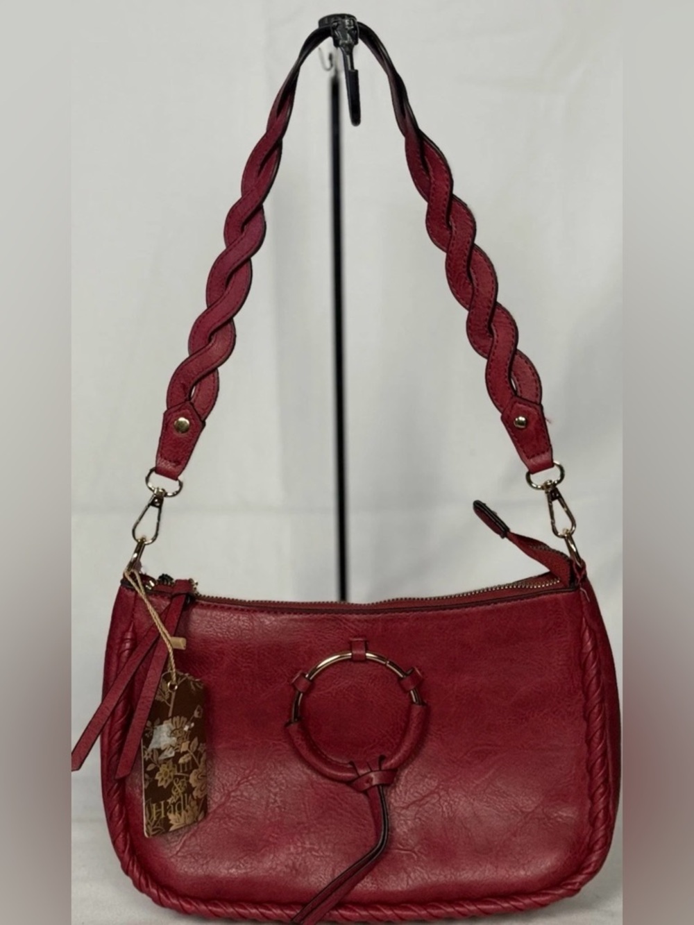 Sam & Hadley Red Vegan Leather Crossbody Purse GL | Braided Strap | NWT